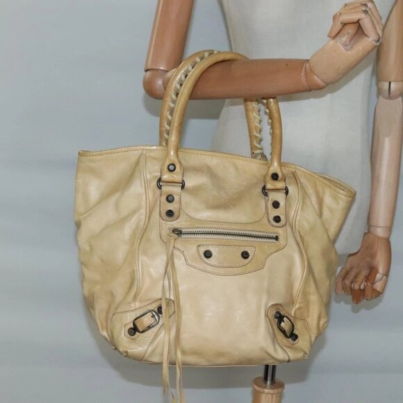 BALENCIAGA The Sunday Hand Bag Leather Beige Auth 132424 - Picture 15 of 16